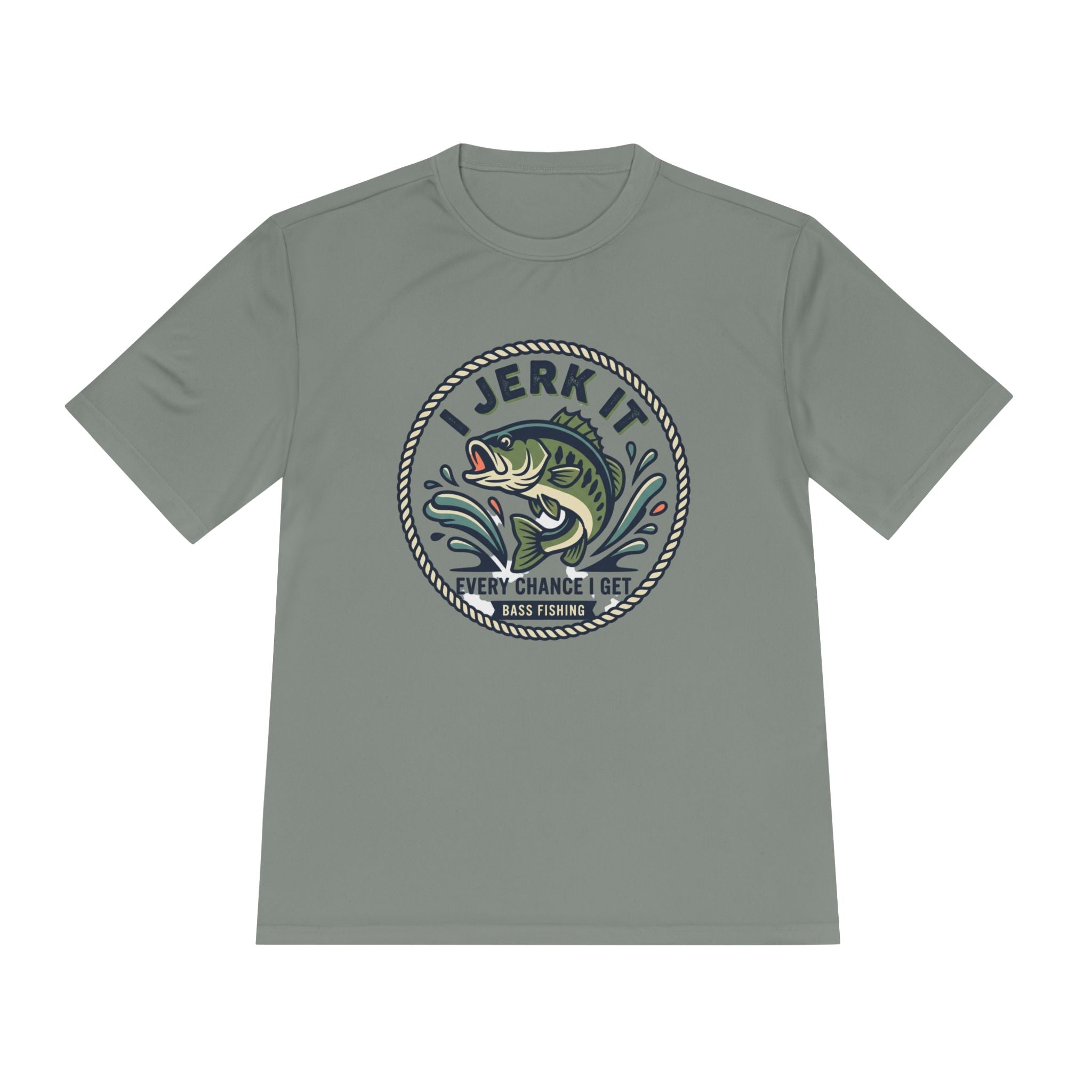 Fishing Tee — “I Jerk It Every Chance I Get” Bass Graphic Moisture‑Wicking Shirt