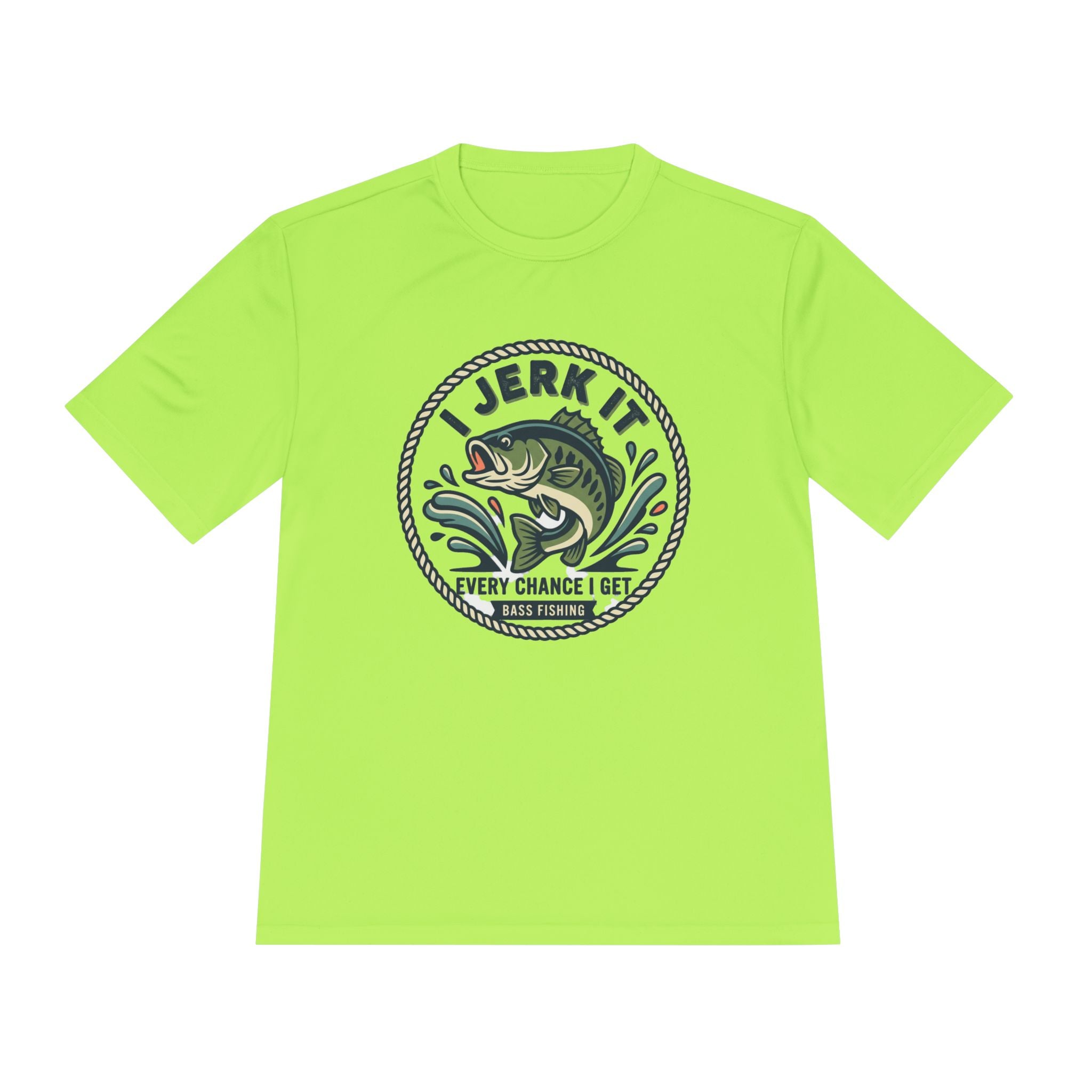Fishing Tee — “I Jerk It Every Chance I Get” Bass Graphic Moisture‑Wicking Shirt
