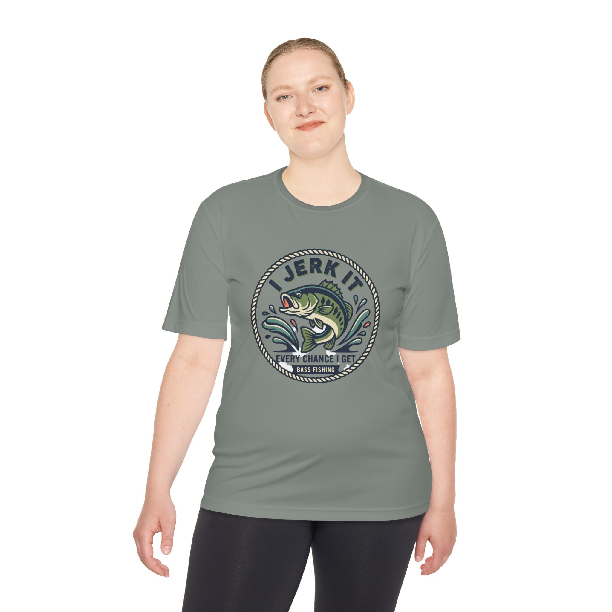 Fishing Tee — “I Jerk It Every Chance I Get” Bass Graphic Moisture‑Wicking Shirt