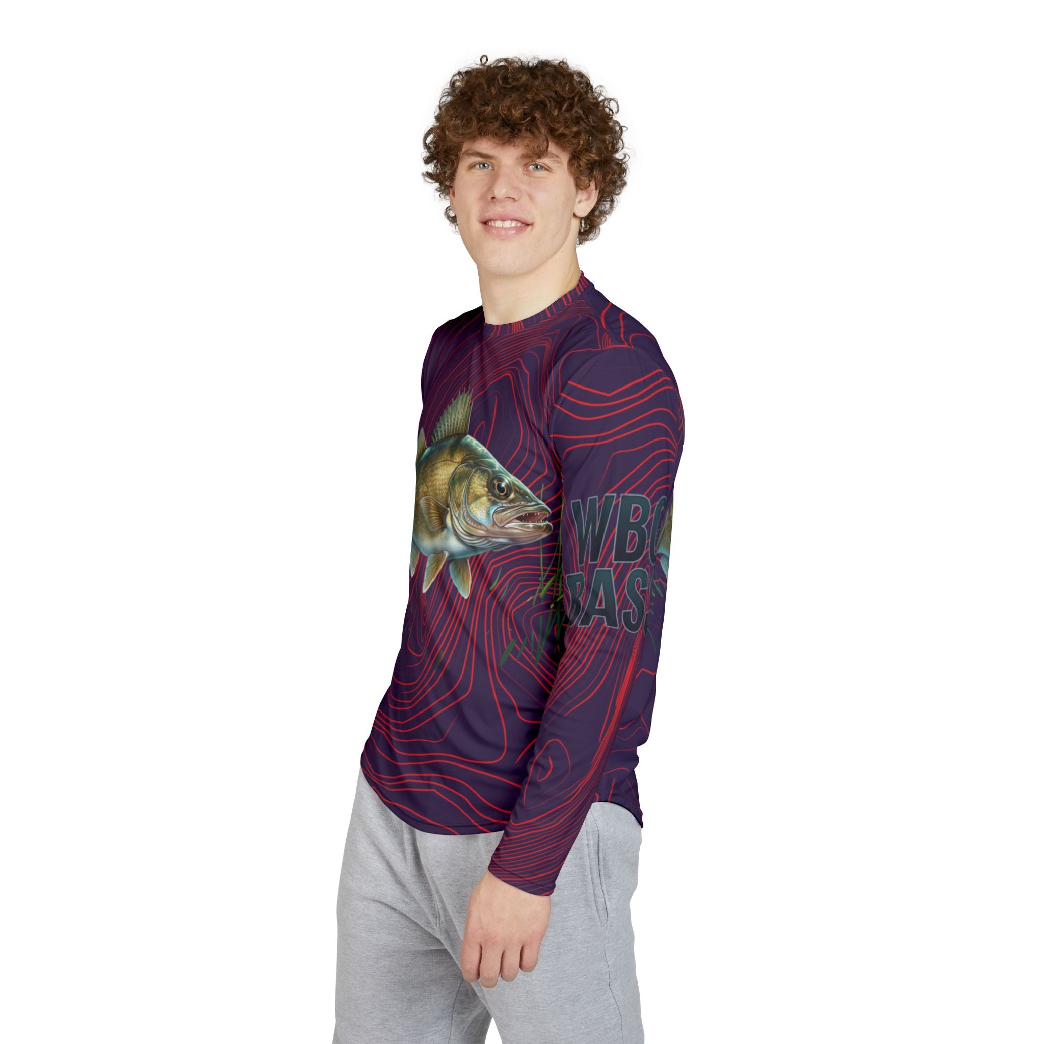 Walleye Fishing UV Protection Long Sleeve Shirt — All-Over Print