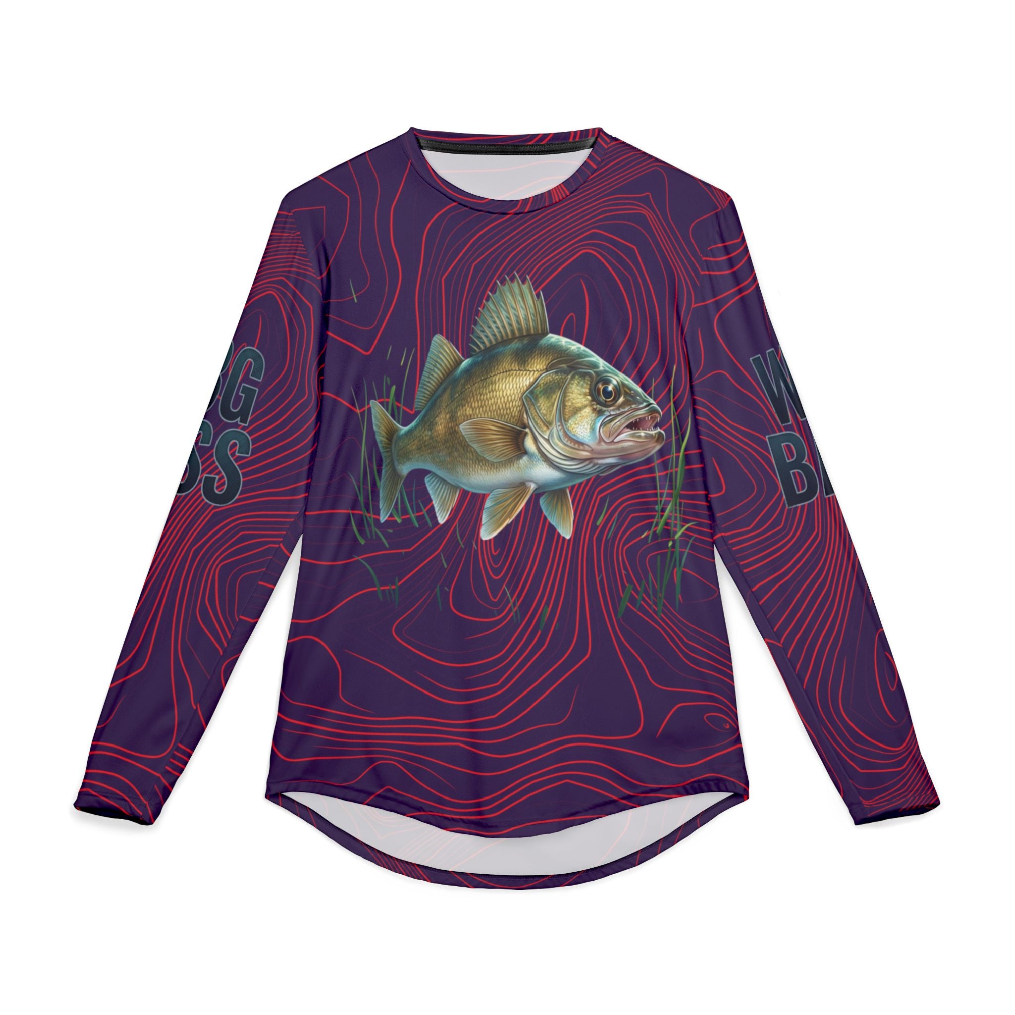 Walleye Fishing UV Protection Long Sleeve Shirt — All-Over Print