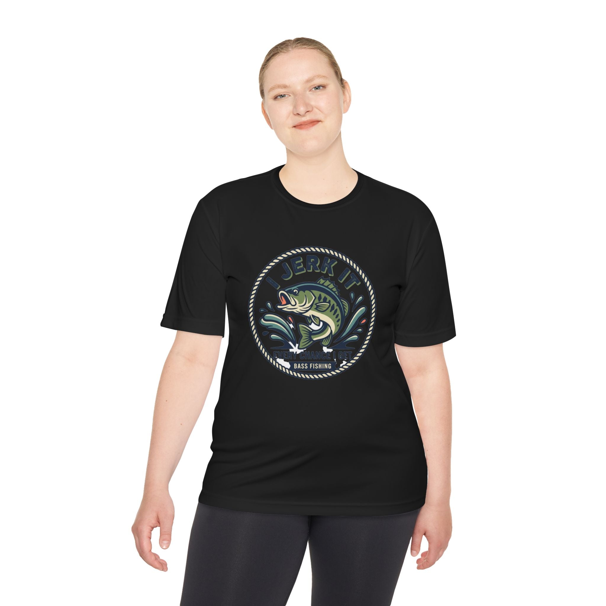 Fishing Tee — “I Jerk It Every Chance I Get” Bass Graphic Moisture‑Wicking Shirt