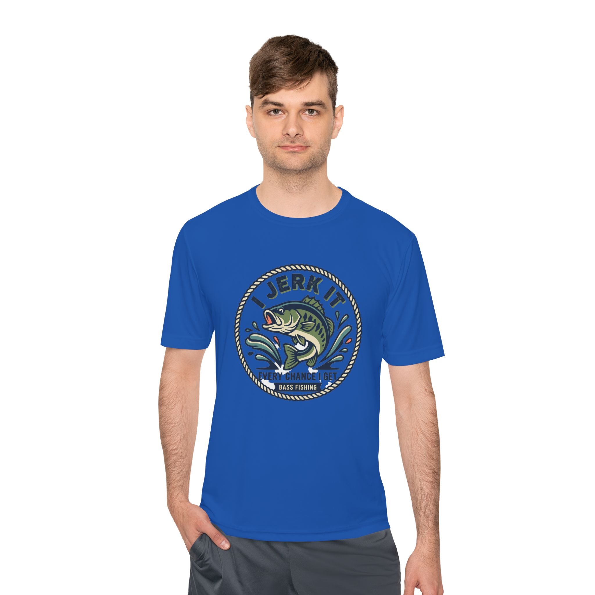 Fishing Tee — “I Jerk It Every Chance I Get” Bass Graphic Moisture‑Wicking Shirt