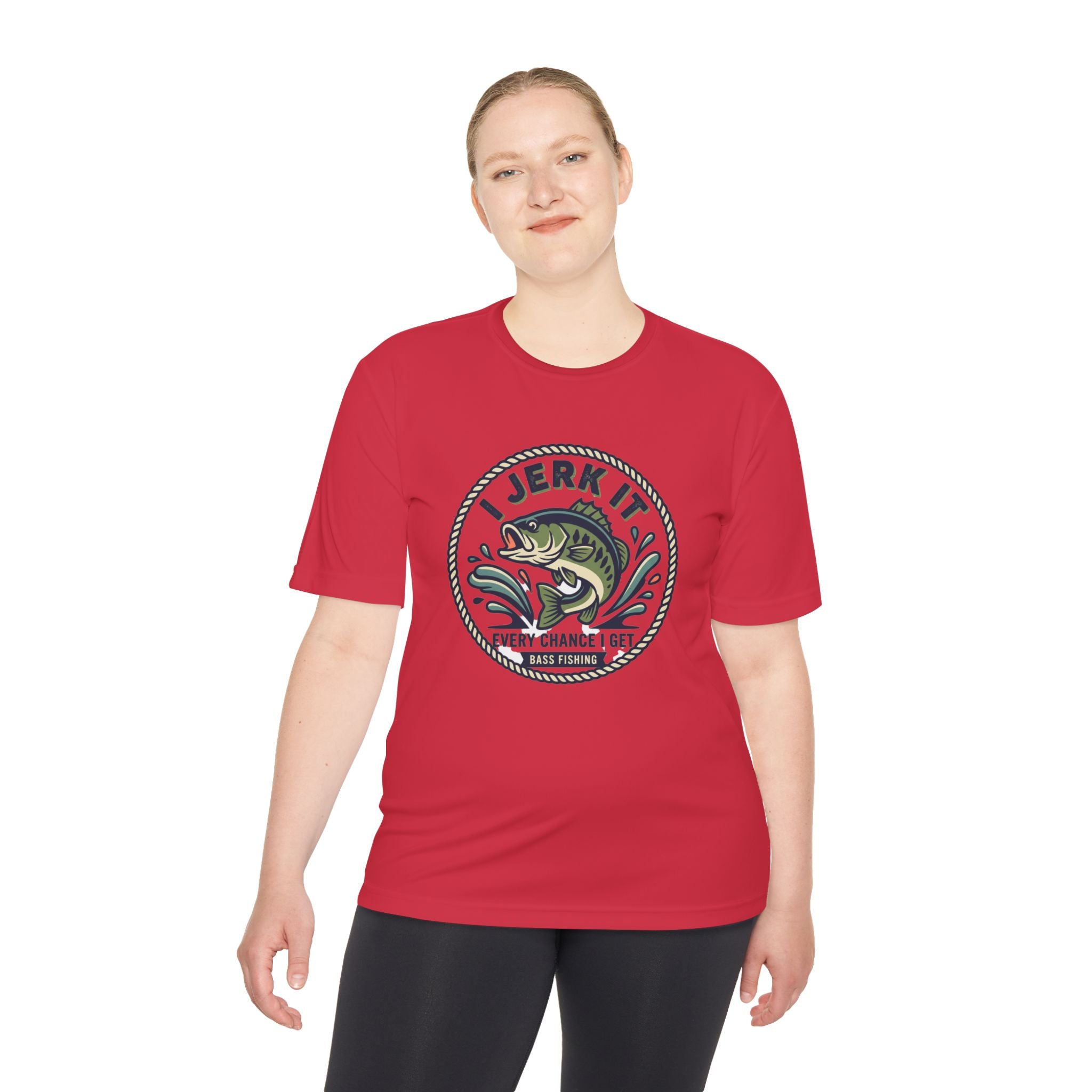 Fishing Tee — “I Jerk It Every Chance I Get” Bass Graphic Moisture‑Wicking Shirt