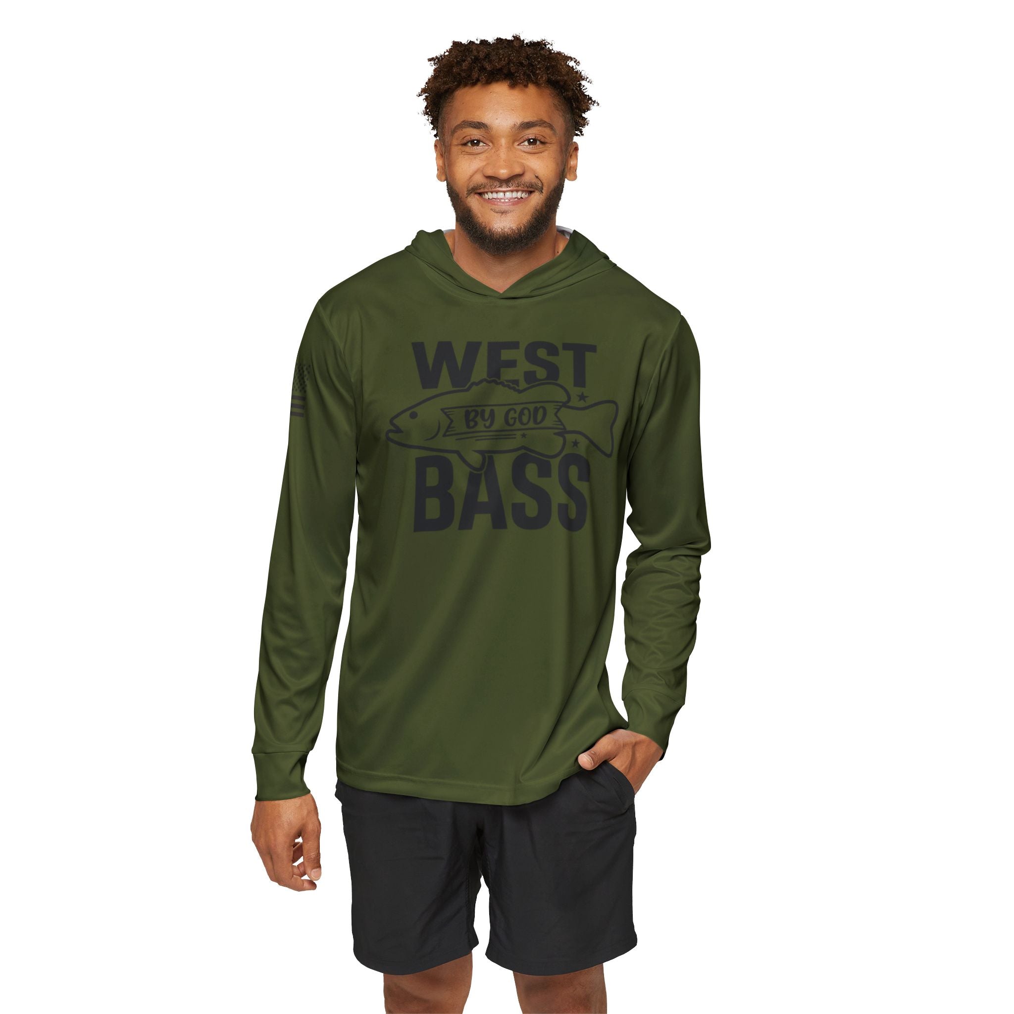 West Bass Fishing Hoodie — Men’s Olive Drab Fishing Shirt
