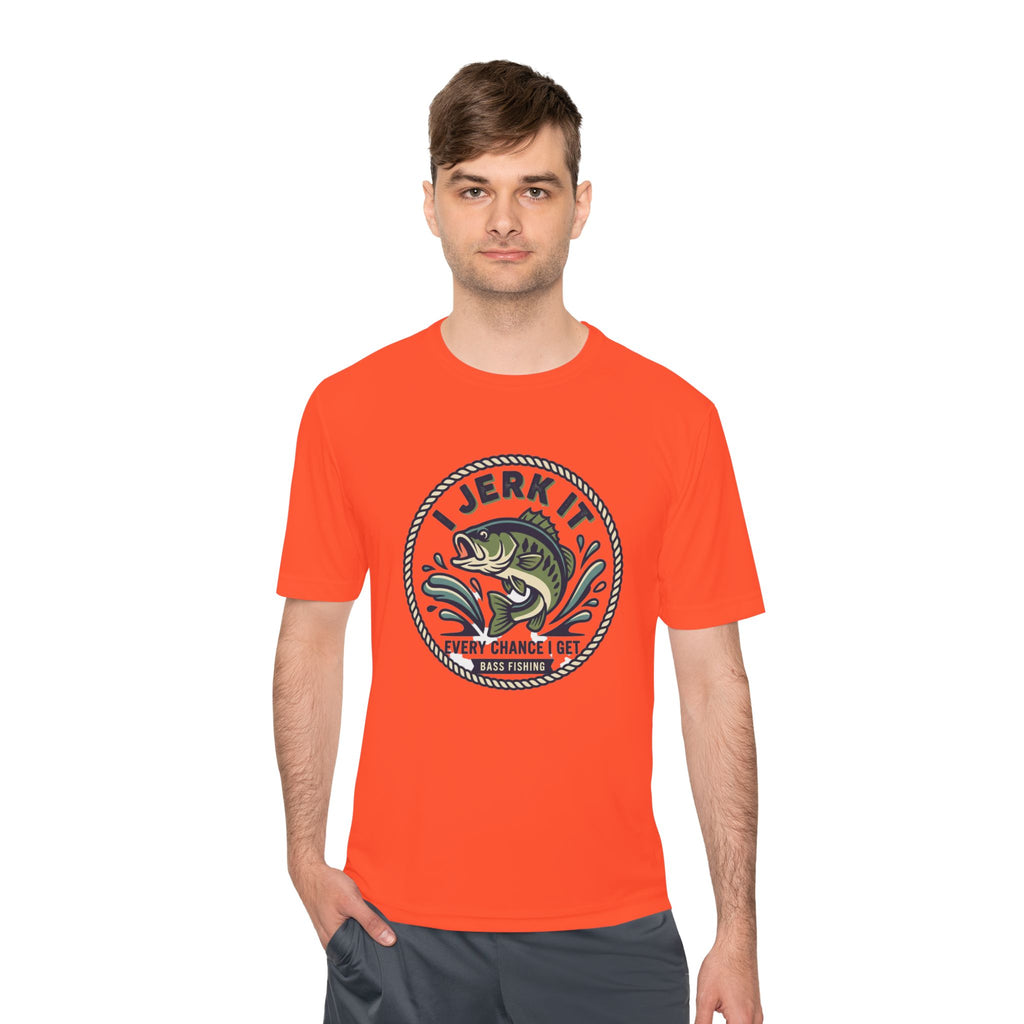 Fishing Tee — “I Jerk It Every Chance I Get” Bass Graphic Moisture‑Wicking Shirt