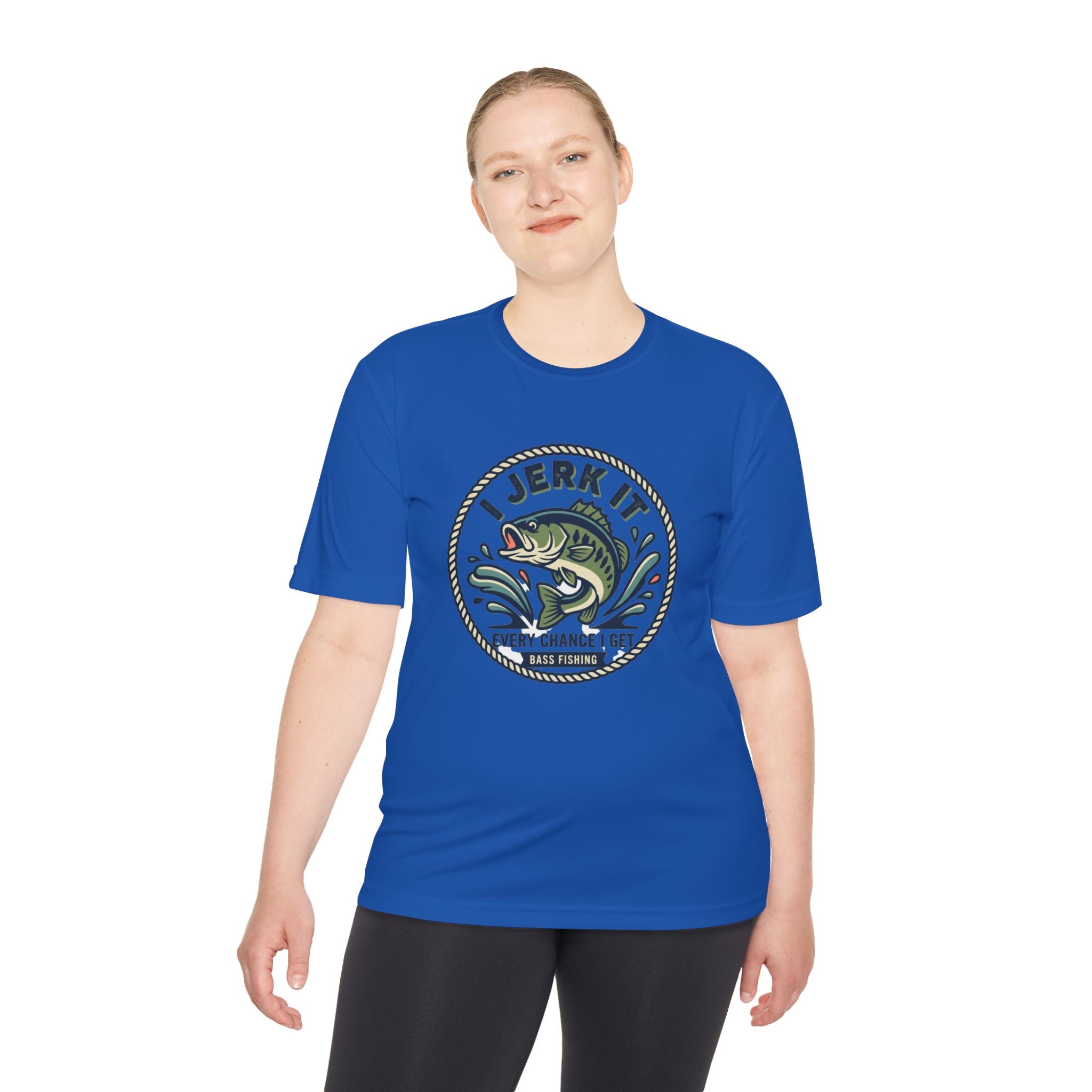 Fishing Tee — “I Jerk It Every Chance I Get” Bass Graphic Moisture‑Wicking Shirt
