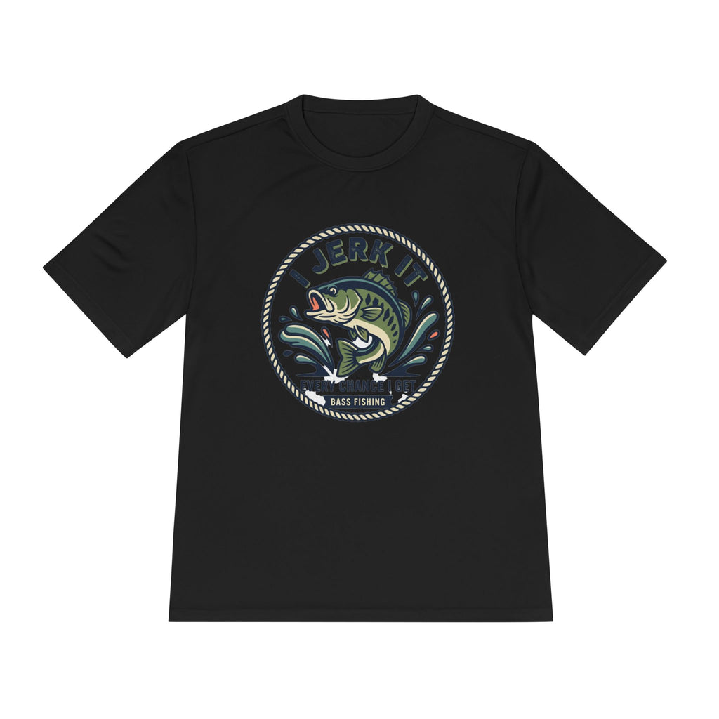 Fishing Tee — “I Jerk It Every Chance I Get” Bass Graphic Moisture‑Wicking Shirt