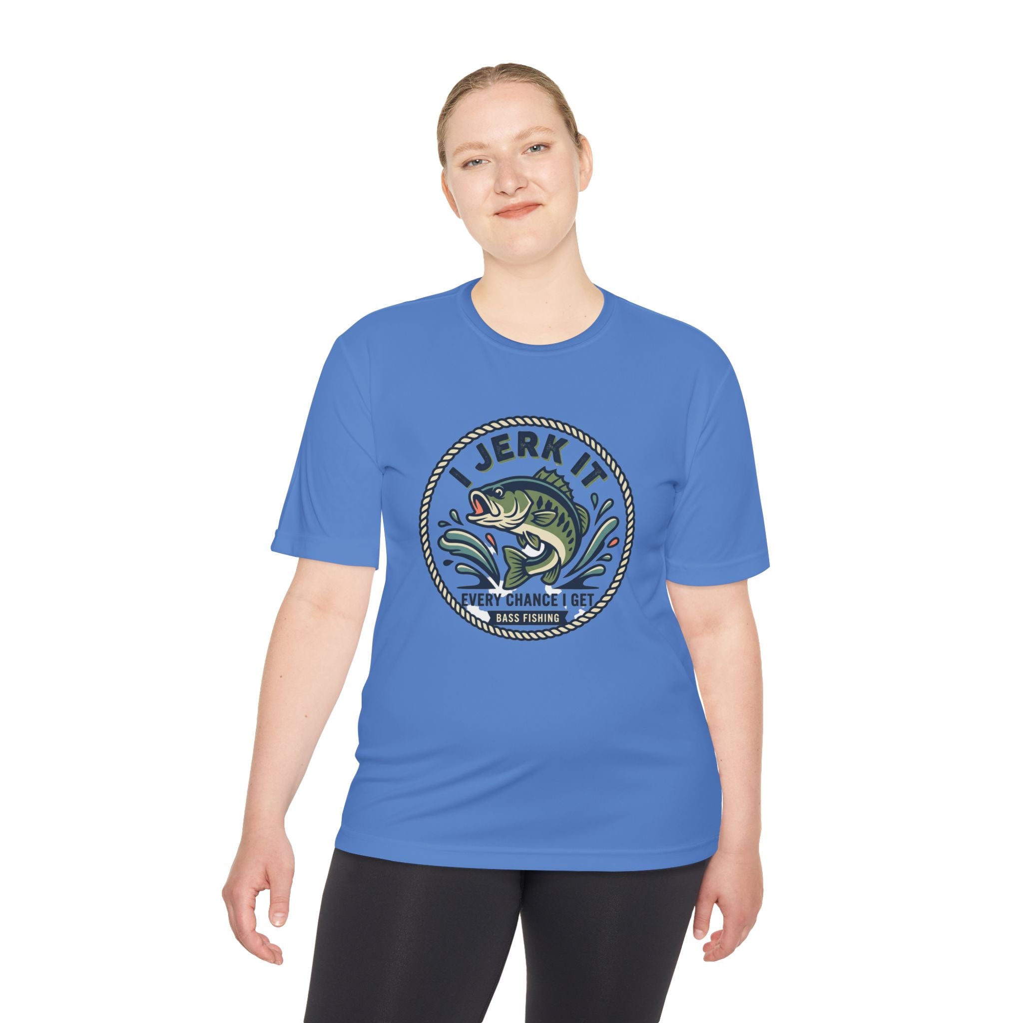 Fishing Tee — “I Jerk It Every Chance I Get” Bass Graphic Moisture‑Wicking Shirt